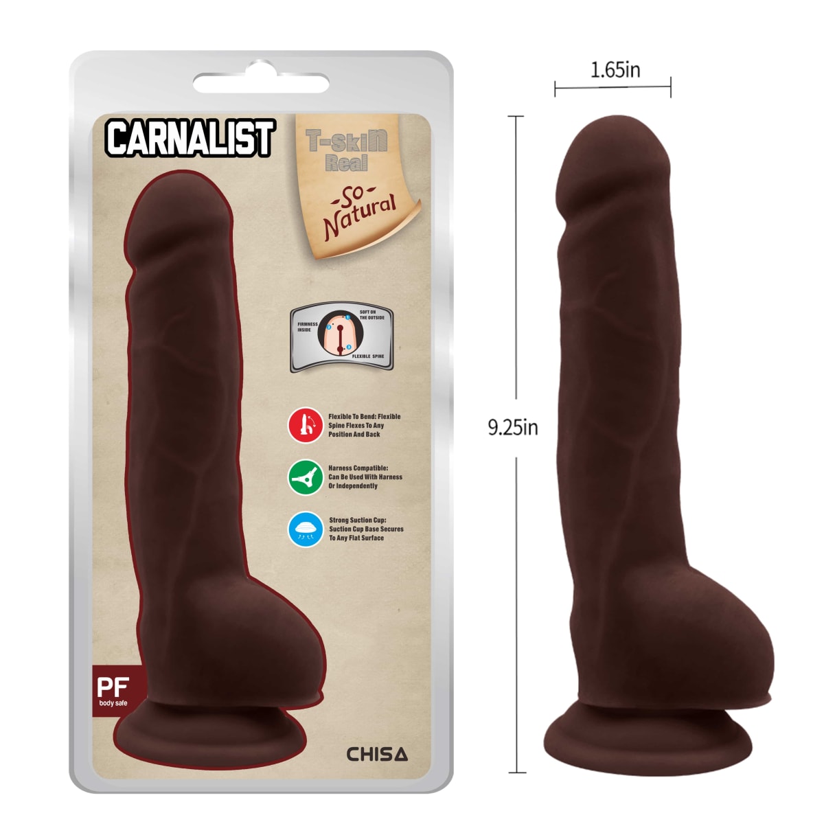 Dildo realista Carnalist marrón 17cm3