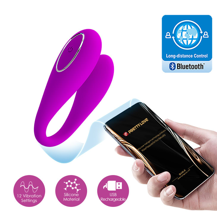 Vibrador de parejas con App August morado - Recargable1