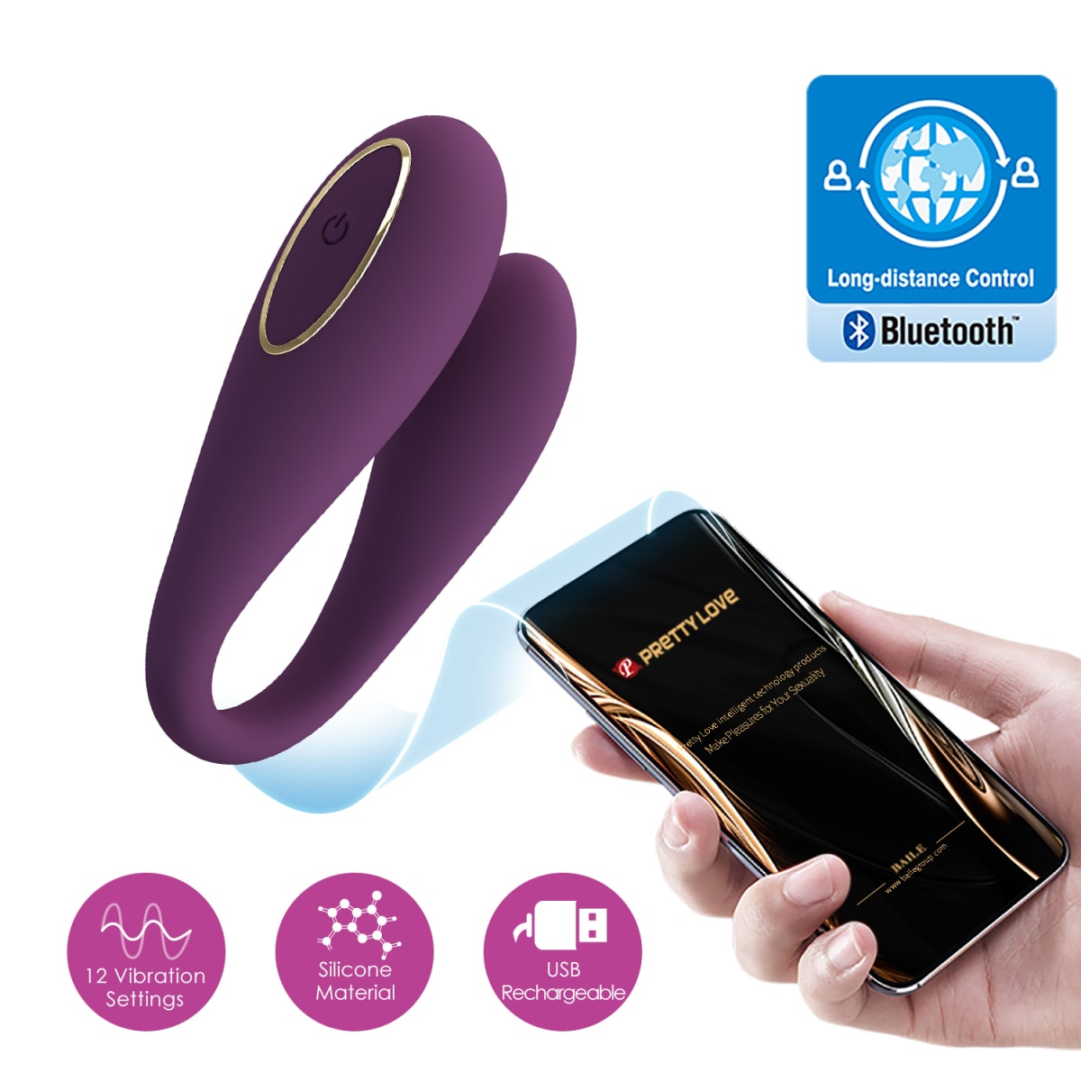 Vibrador de parejas con App August Violeta - Recargable1