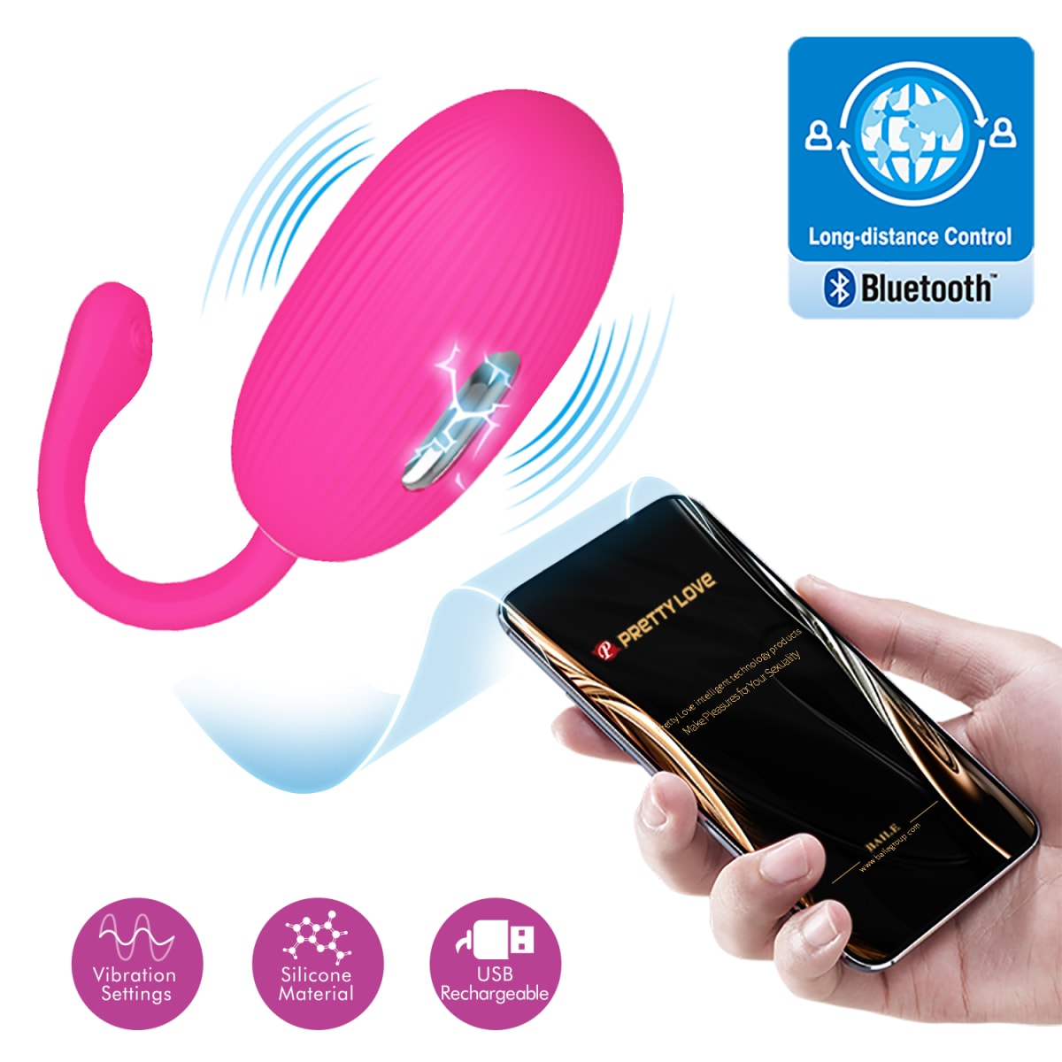 Vibrador con APP Doreen Magenta - Recargable1