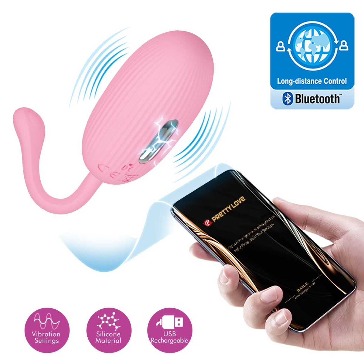 Vibrador con APP Doreen Rosado - Recargable1