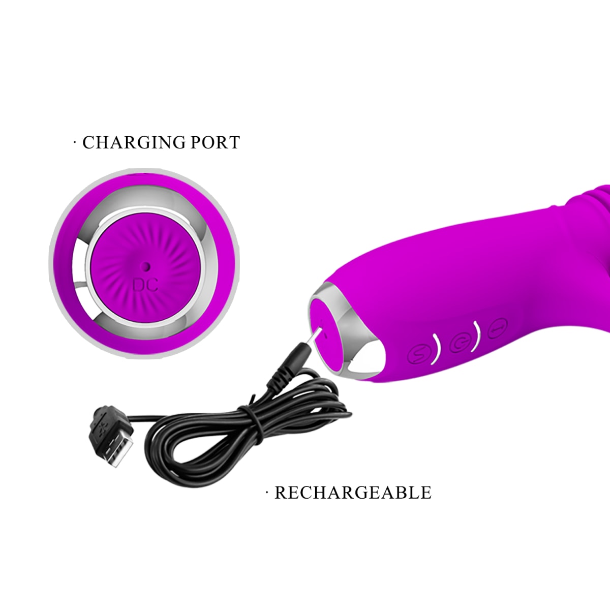 Vibrador Rabbit Retractil Dorothy morado - Recargable5