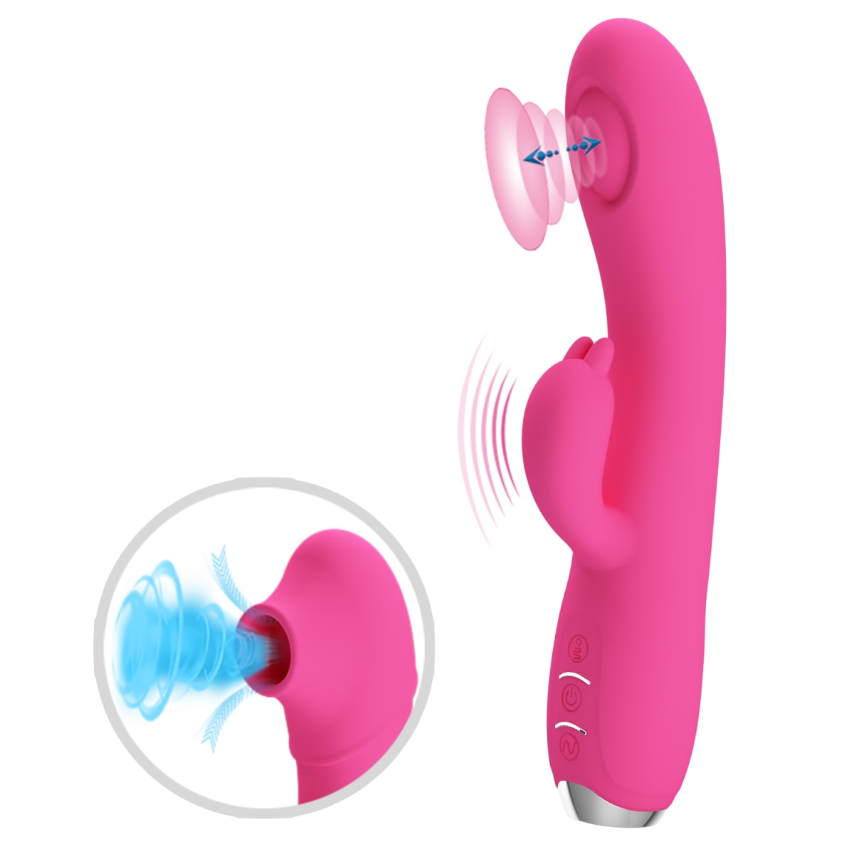 Vibrador Rabbit con Succionador Regina Fucsia - Recargable1