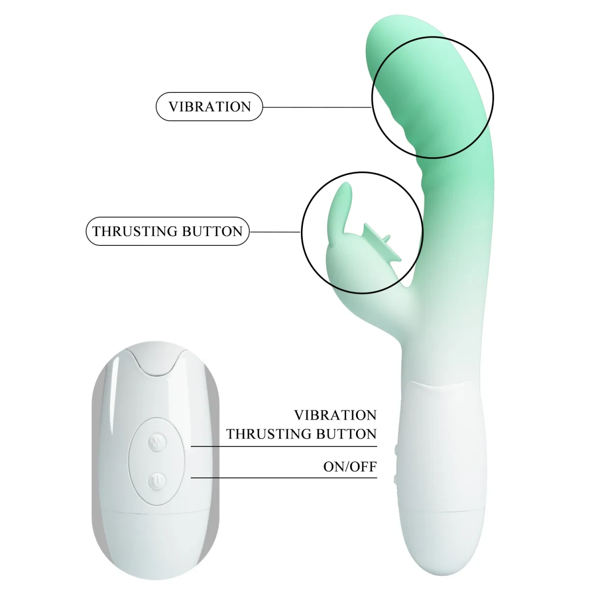 Vibrador Rabbit Cerberus Verde3
