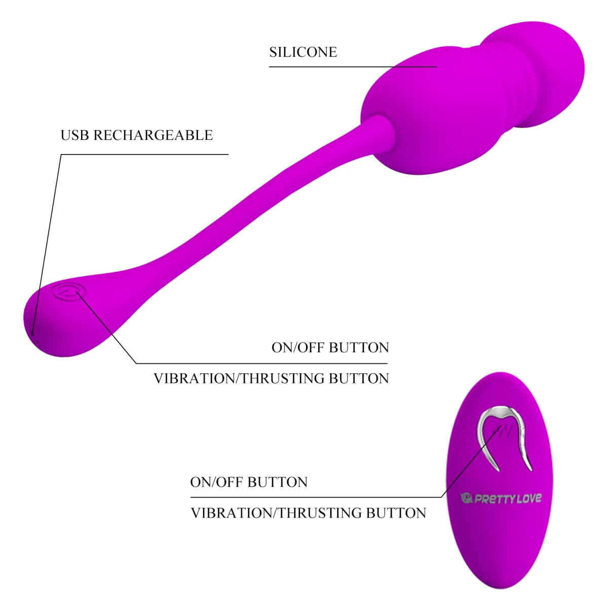 Vibrador huevo retractil Callieri - Recargable3