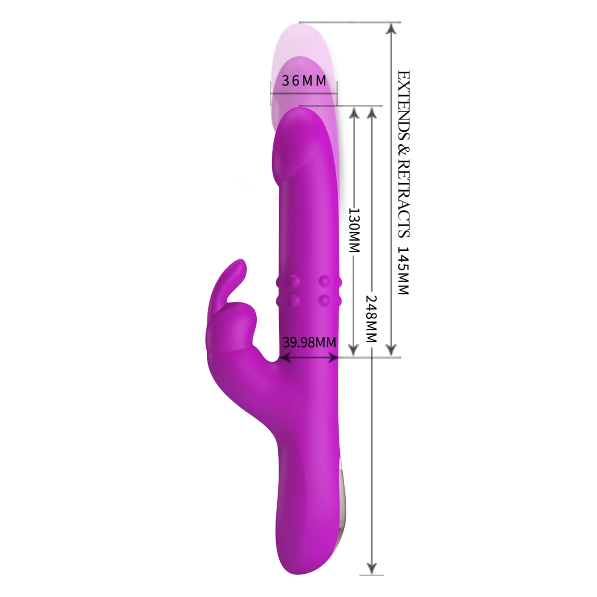 Vibrador rabbit retractil Reese morado - Recargable4
