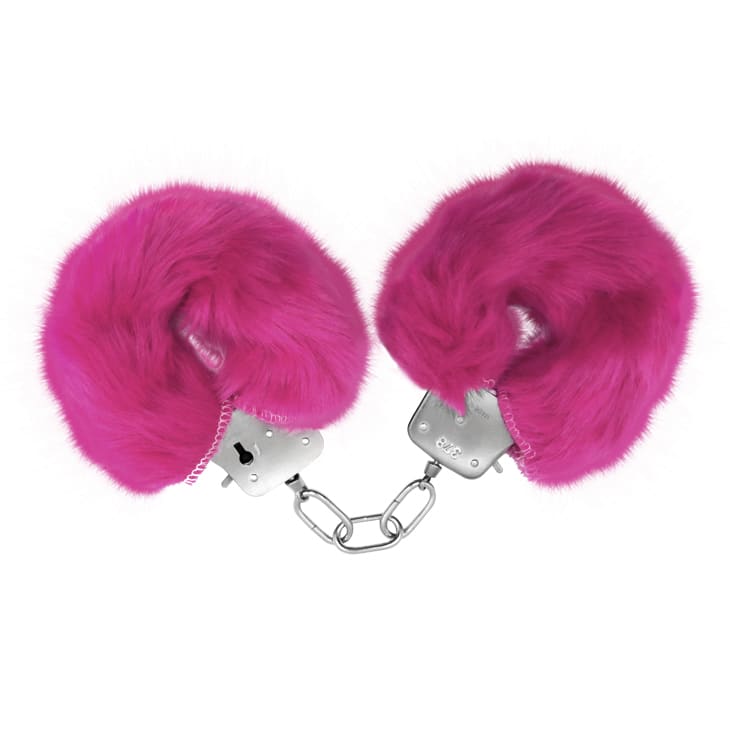 Esposas de metal con peluche rosado2