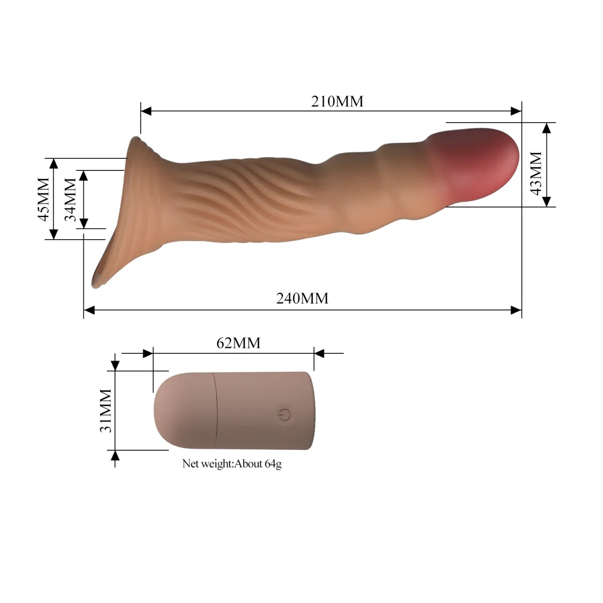 Funda vibradora con control y sujetador Leslie 24 cm2