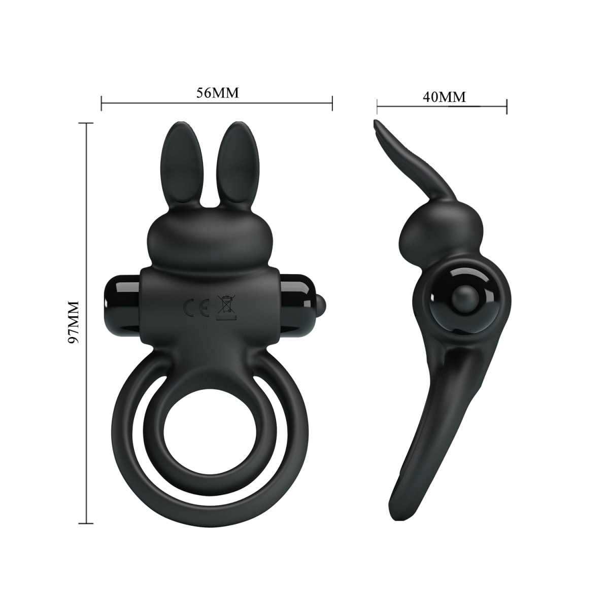 Anillo vibrador de silicona negro 22