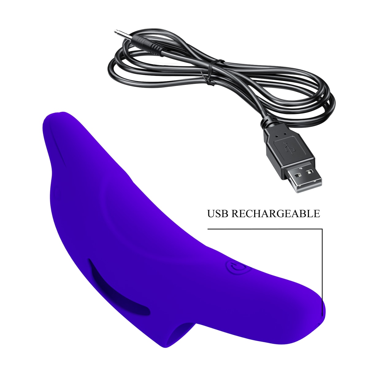 Vibrador para dedo Delphini azul - Recargable4