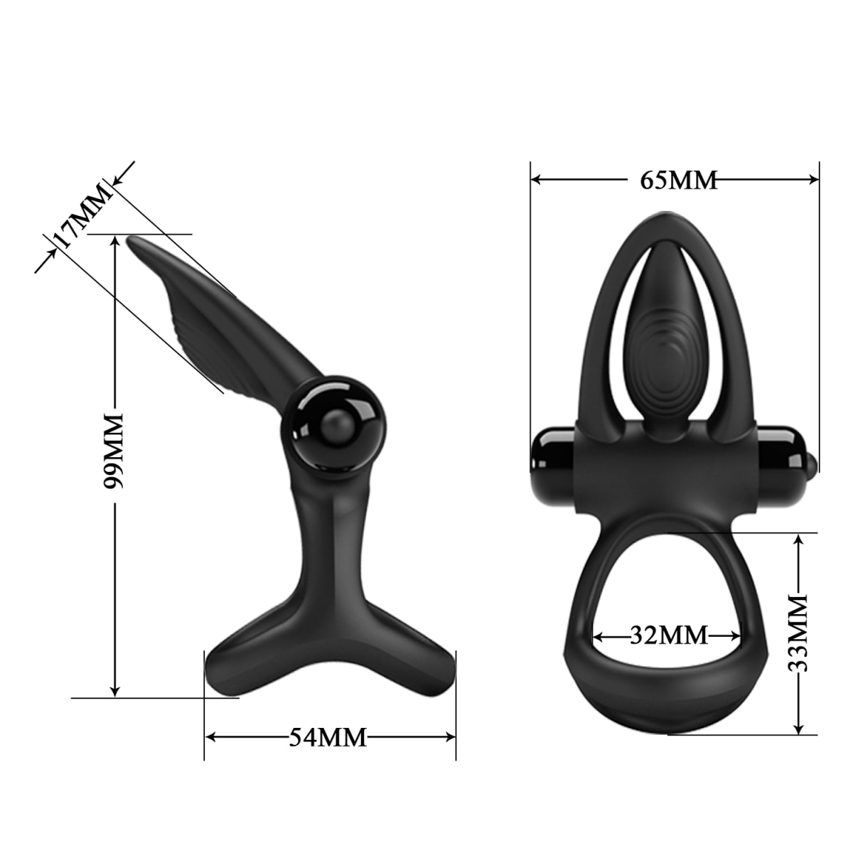 Anillo vibrador de silicona negro 33