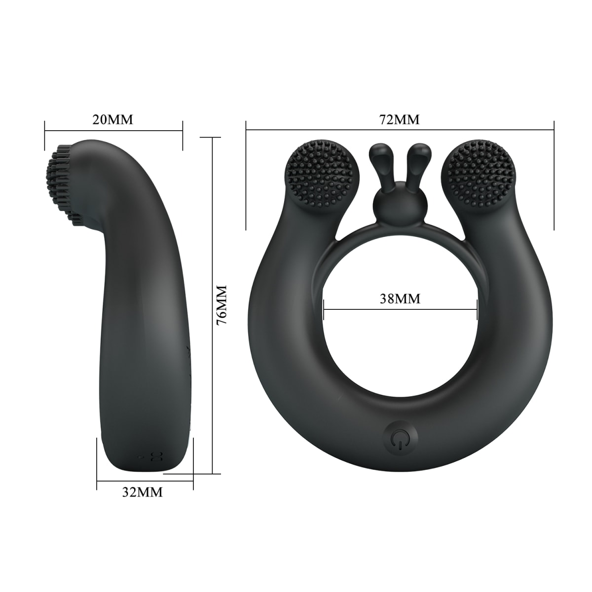 Anillo vibrador de silicona negro - Recargable3