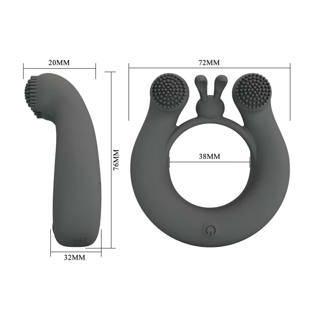 Anillo vibrador de silicona gris - Recargable3