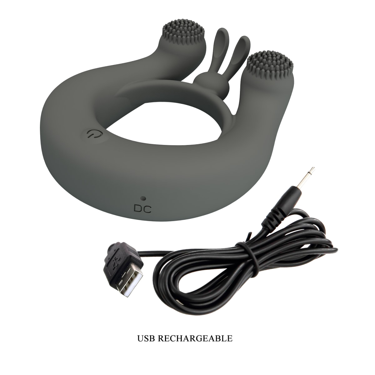 Anillo vibrador de silicona gris - Recargable4