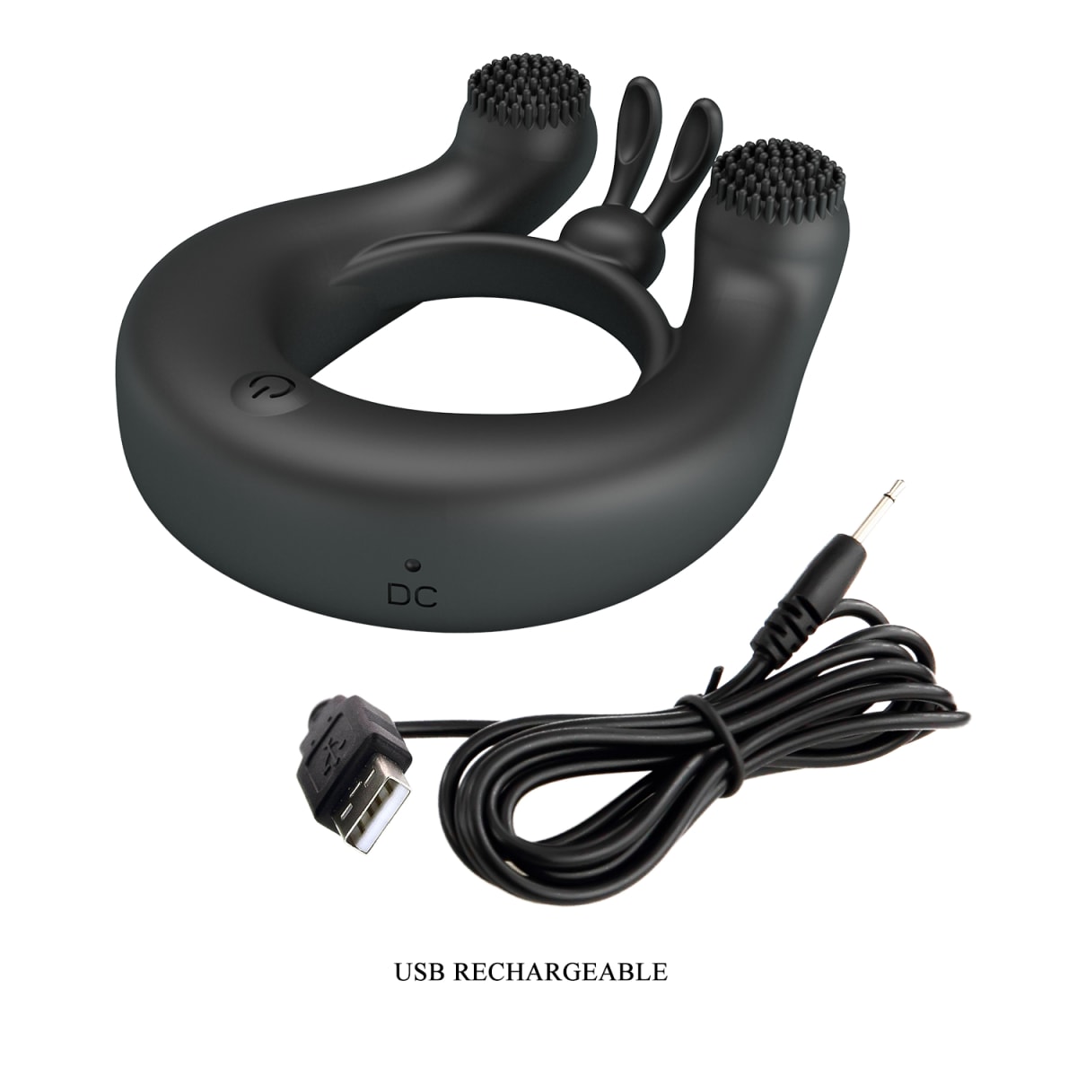 Anillo vibrador de silicona negro - Recargable4