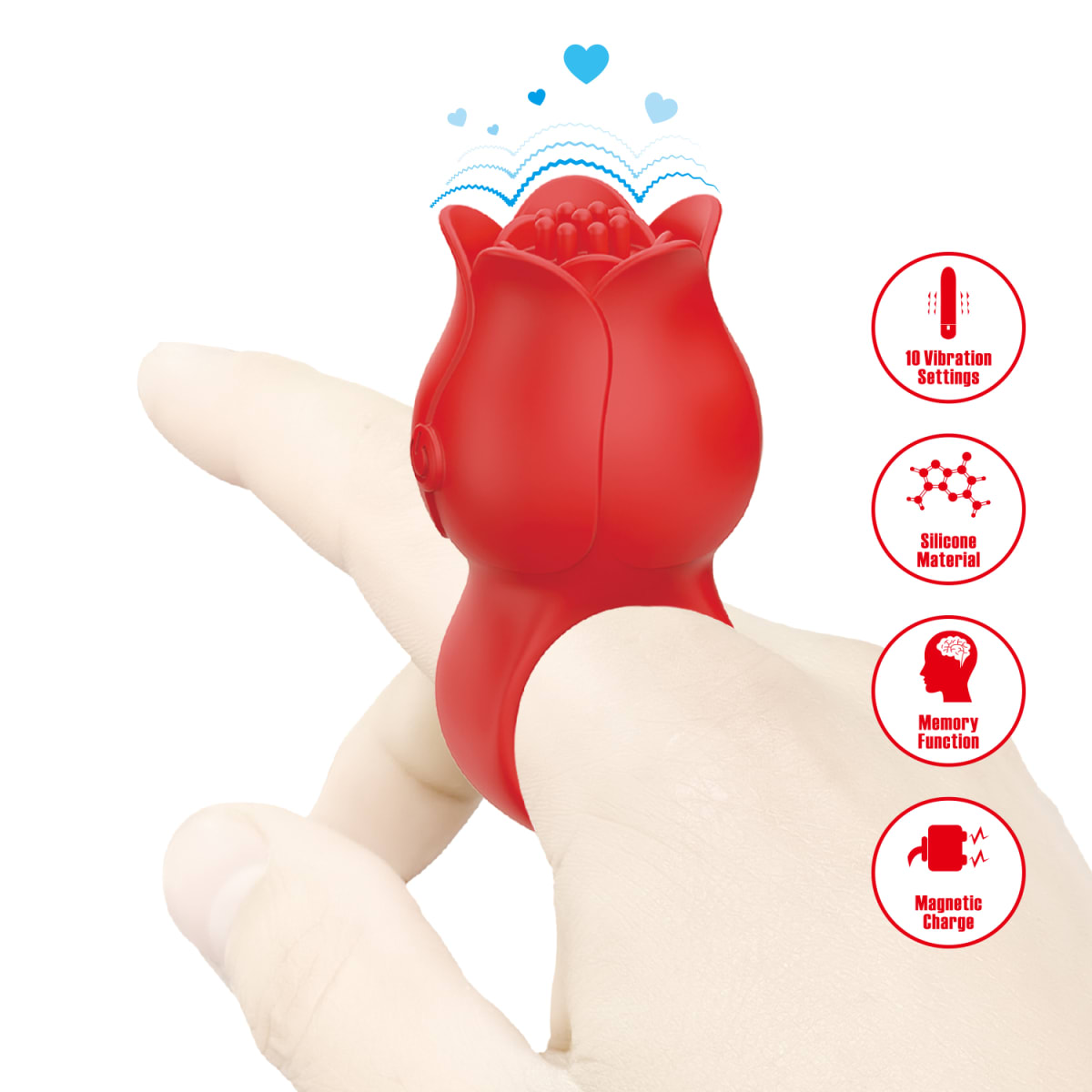 Vibrador de clítoris tipo rosa anillo - Recargable1