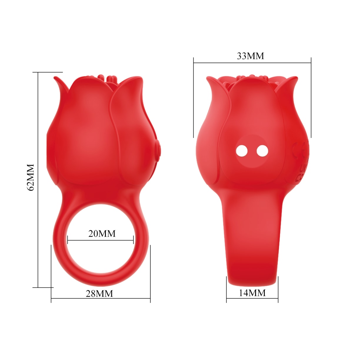 Vibrador de clítoris tipo rosa anillo - Recargable3