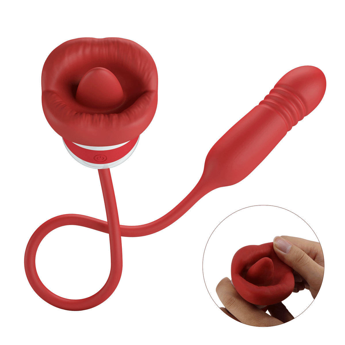 Vibrador retractil con estimulador de clítoris - Recargable2
