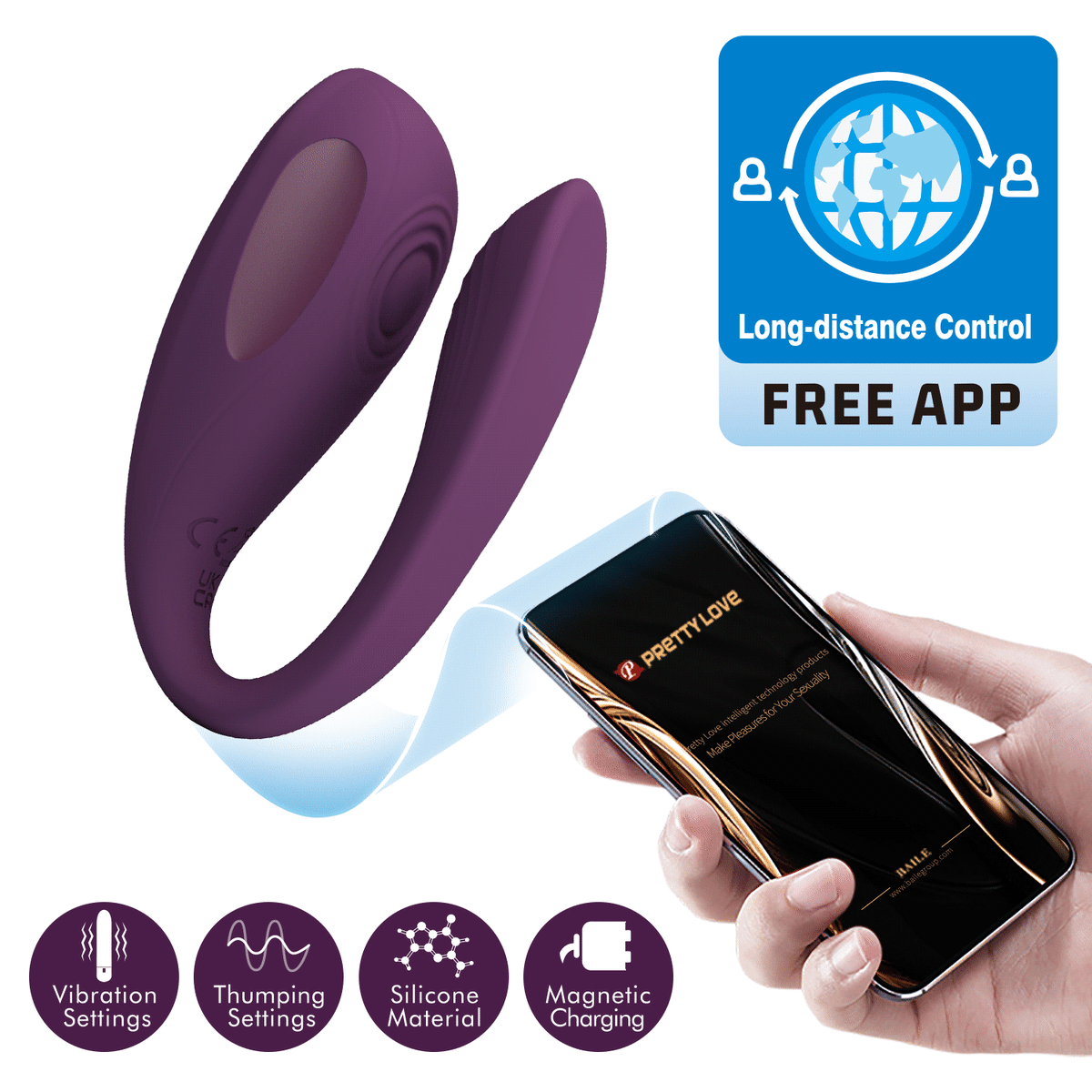 Vibrador de pareja APP Aauri - Recargable1