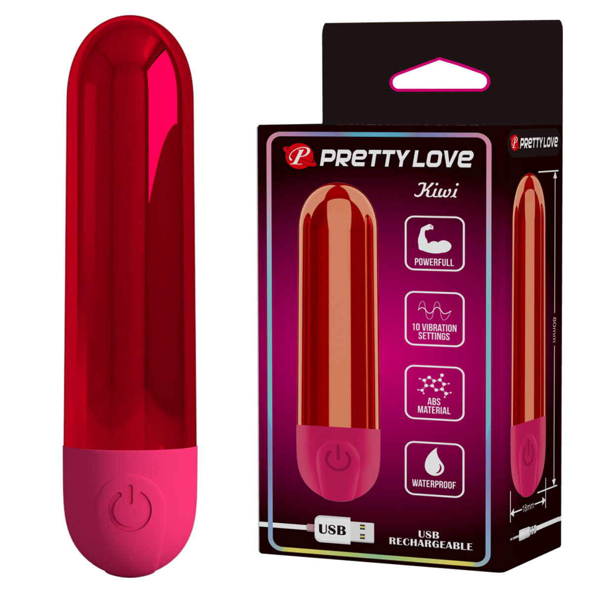 Vibrador bala recargable Kiwi Rojo1