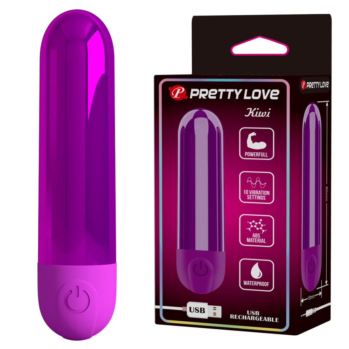 Vibrador bala recargable Kiwi Morado1