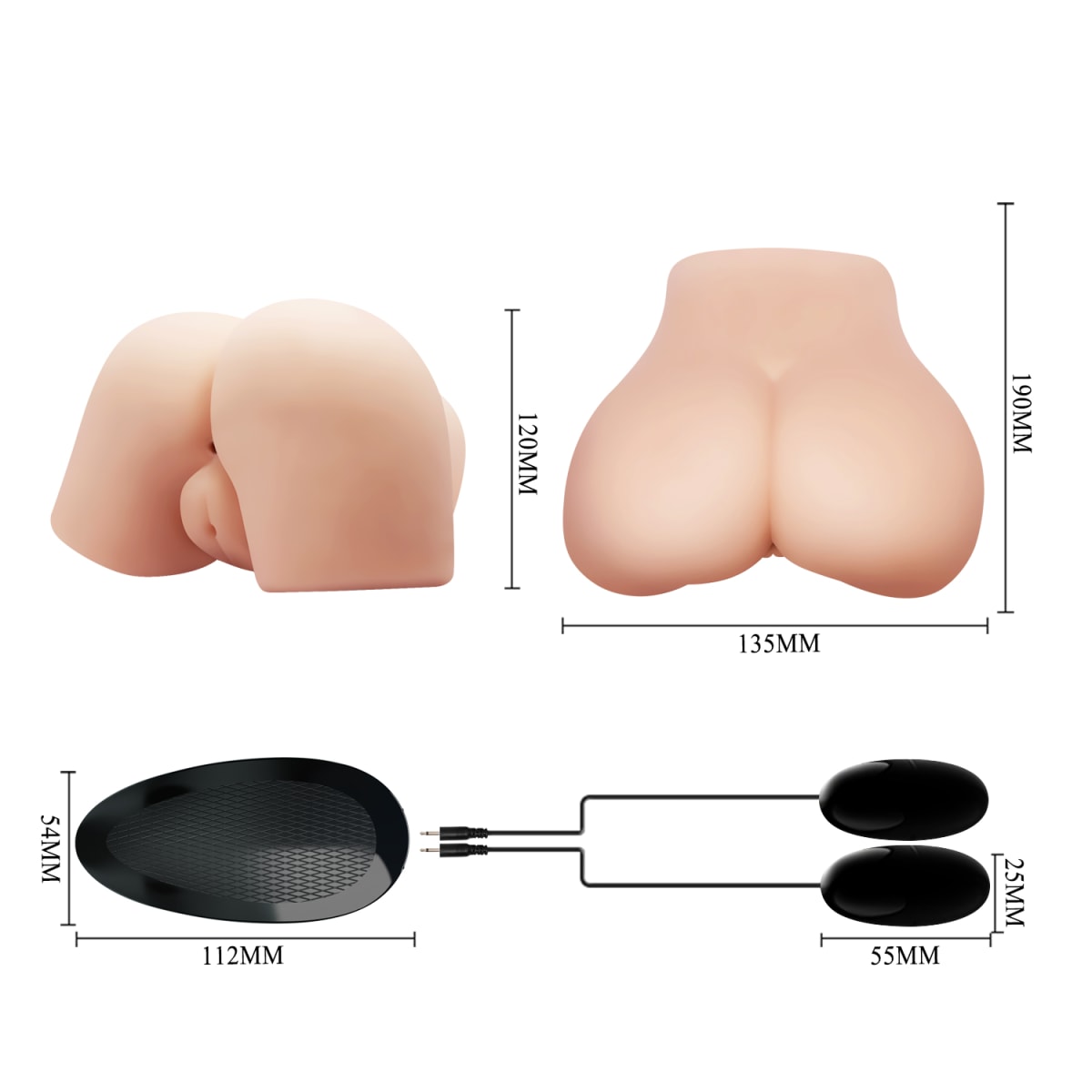 Masturbador realista con doble vibrador 43