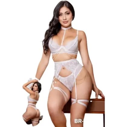 Lencería sexy July encaje blanco1
