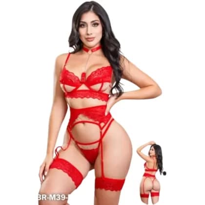Lencería sexy Pamela encaje rojo1