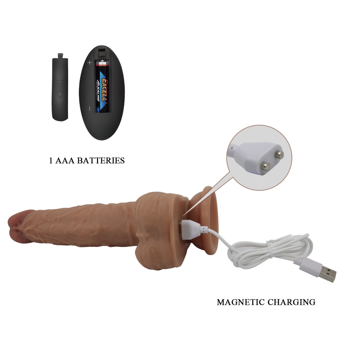 Vibrador realista retractil Jonathan C/remoto 15 cm4