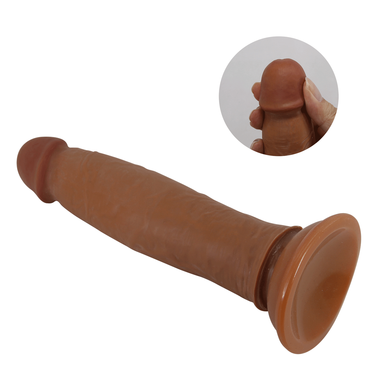 Dildo ultrarealista doble capa Keon marrón 18.5 cm3