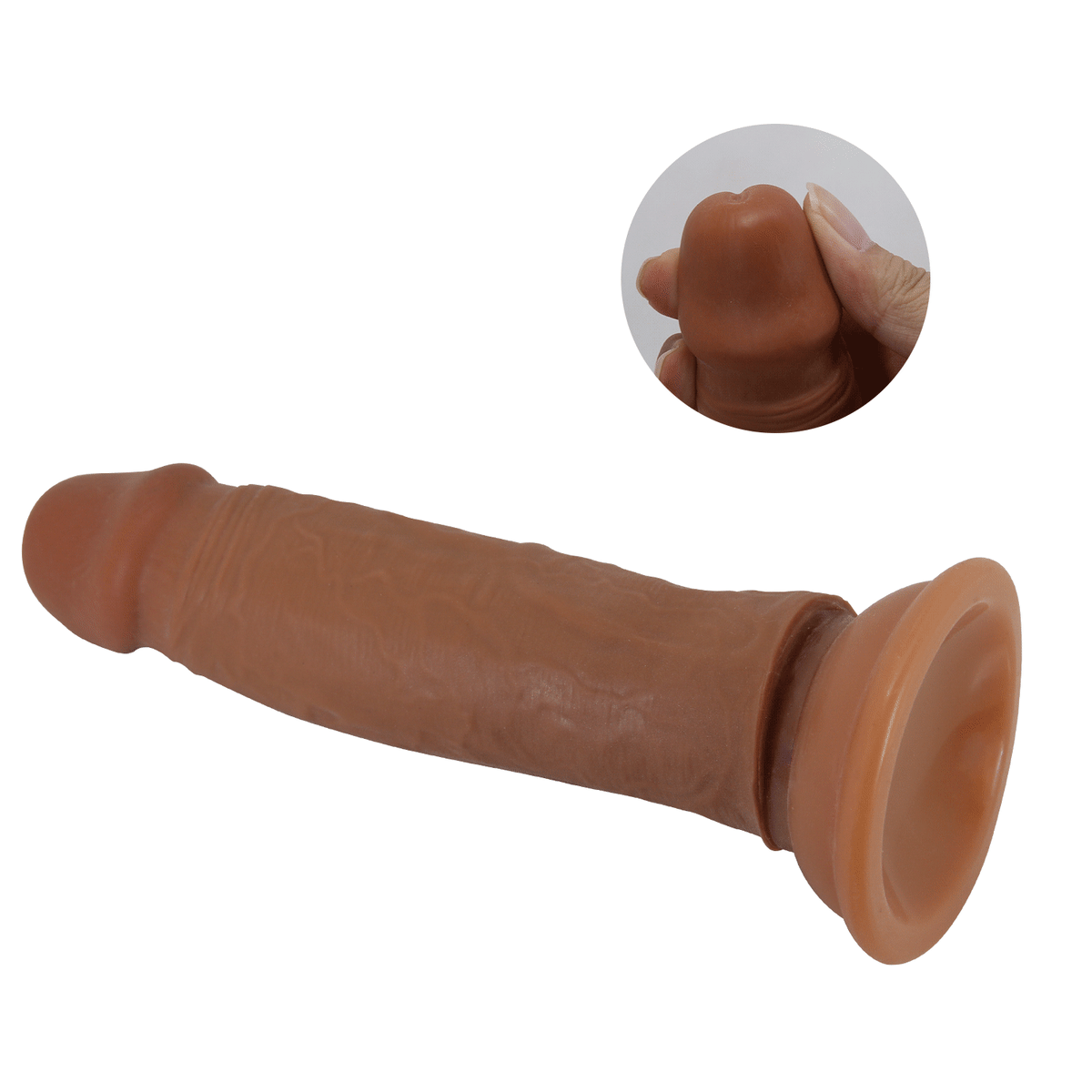 Dildo ultrarealista doble capa Quentin marrón 15 cm2