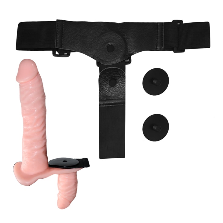 Vibrador doble con arnes ajustable 18 cm y 10 cm3