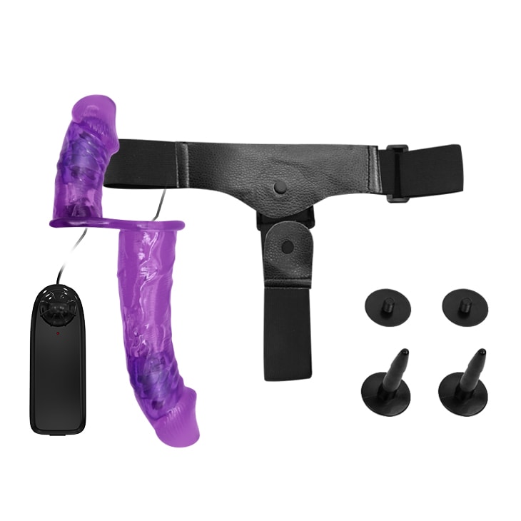 Vibrador doble con arnes ajustable 17.5 cm y 11 cm 25