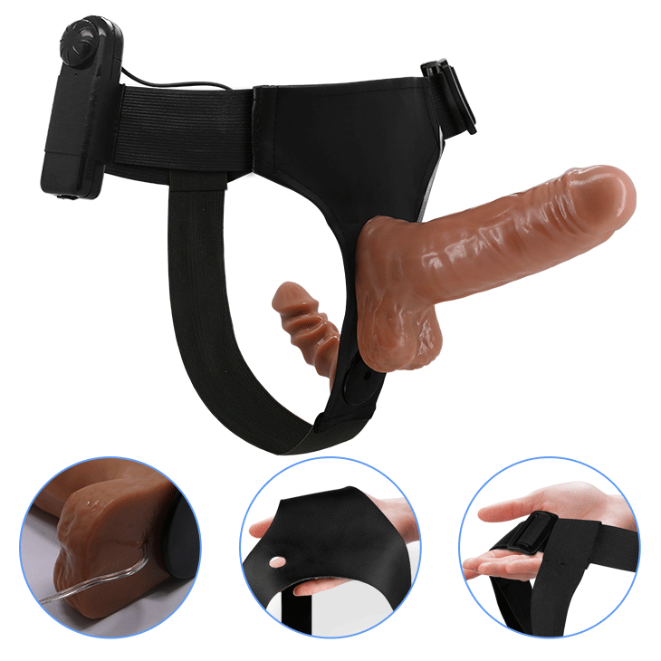 Vibrador doble ultra realista con arnes ajustable 13.5 cm y 9 cm4