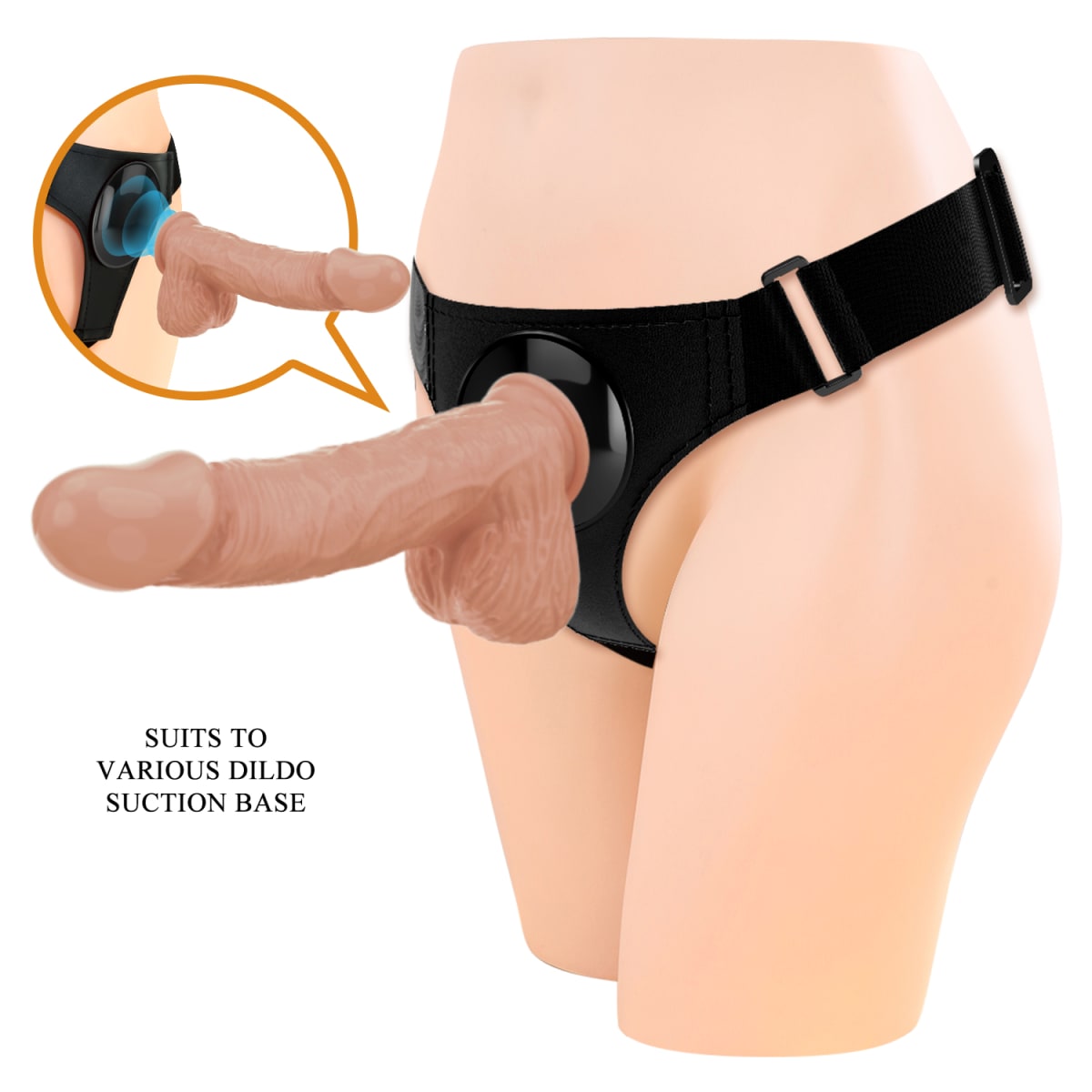 Dildo con arnes ajustable Jerry 15.5 cm3