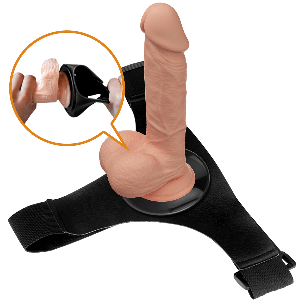 Dildo con arnes ajustable Jerry 15.5 cm5