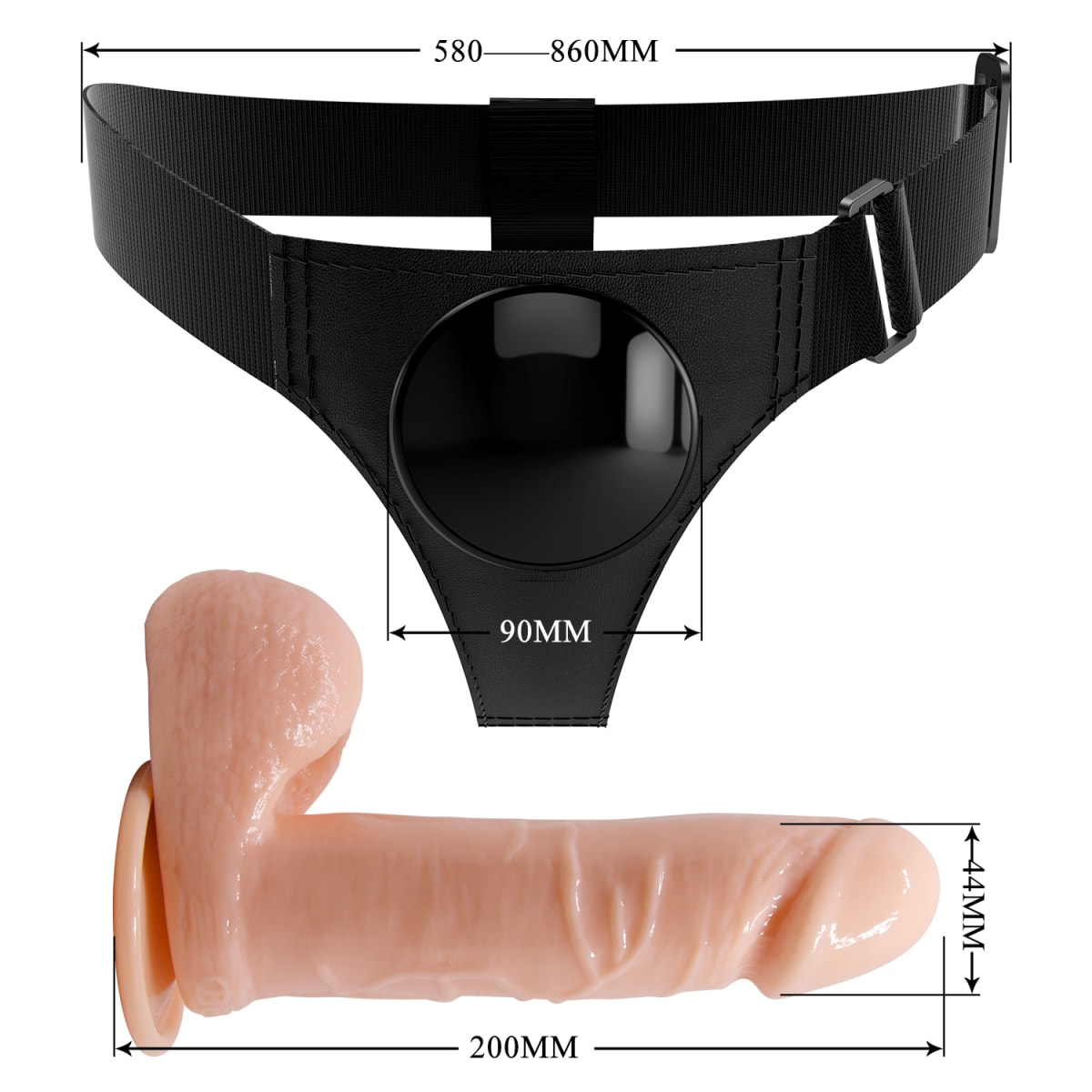 Dildo con arnes ajustable Tom 16 cm5