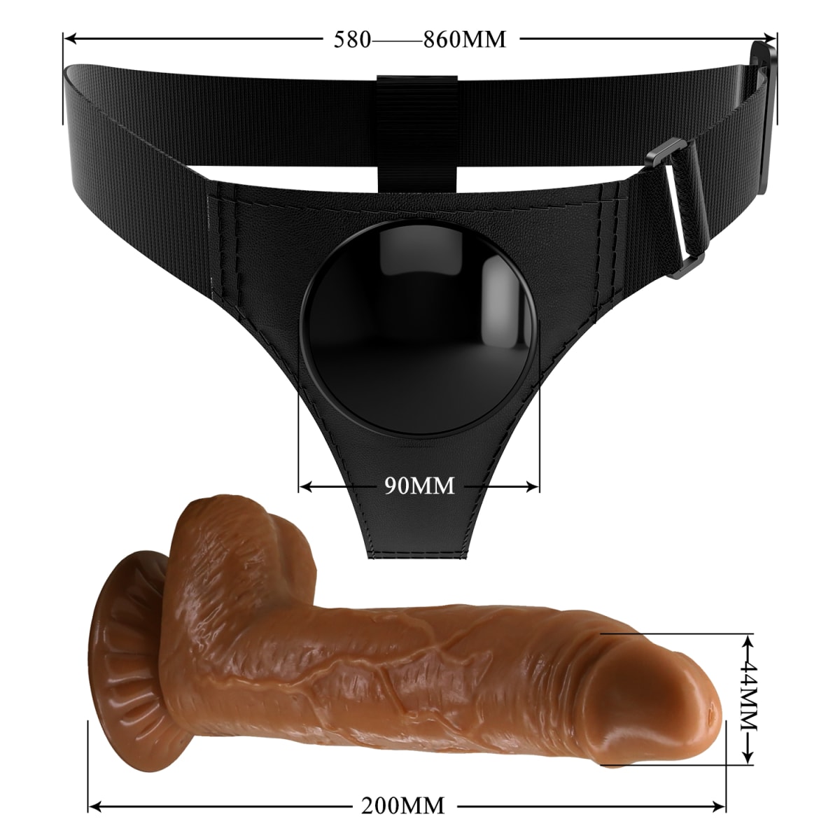 Dildo con arnes ajustable Michael 15 cm5