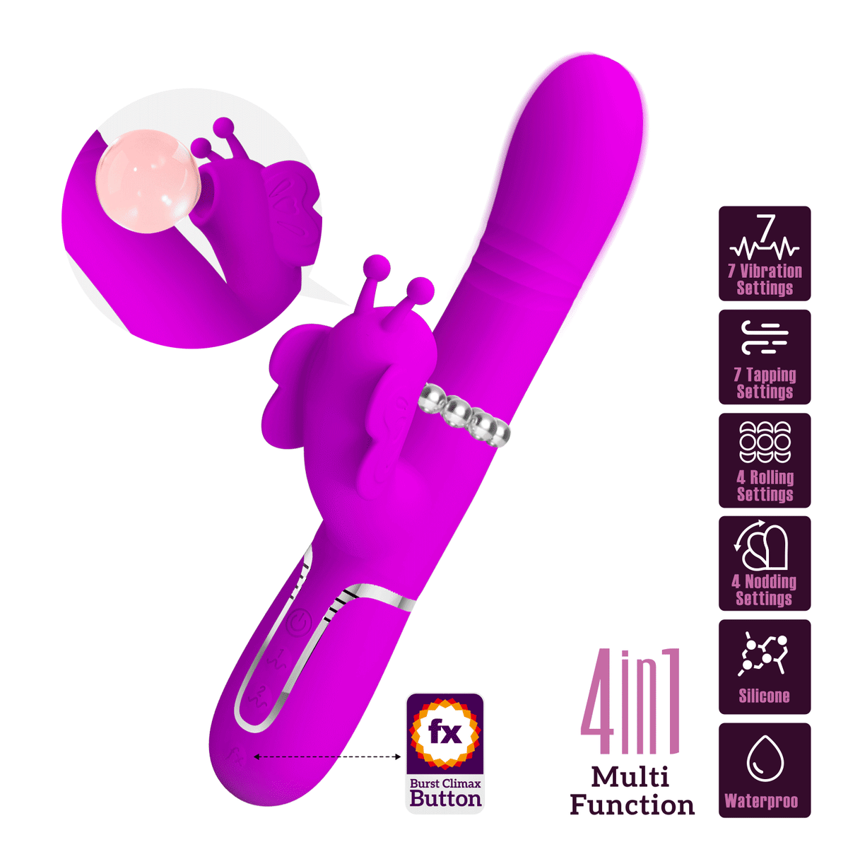 Vibrador rabbit succionador y movimiento Ridgely - Recargable1
