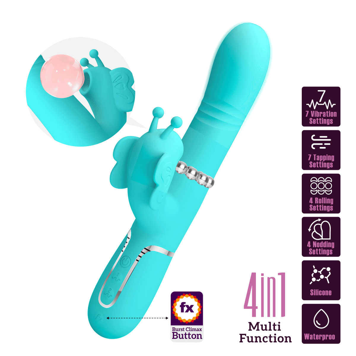 Vibrador rabbit succionador y movimiento Ridgely - Recargable 21