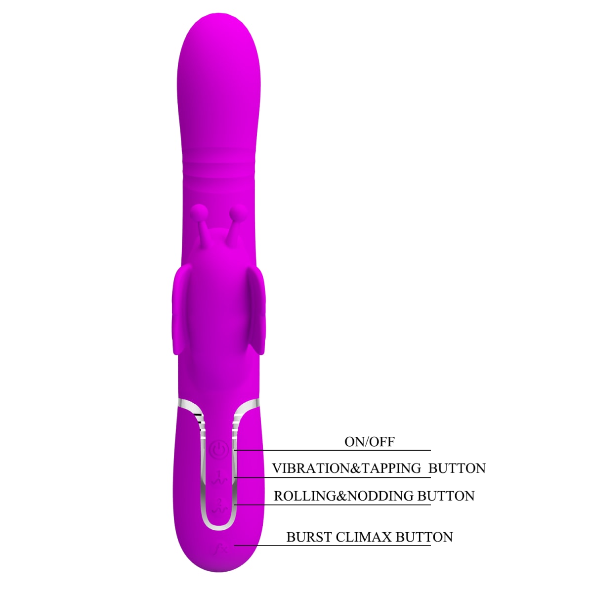 Vibrador rabbit succionador y movimiento Ridgely - Recargable4