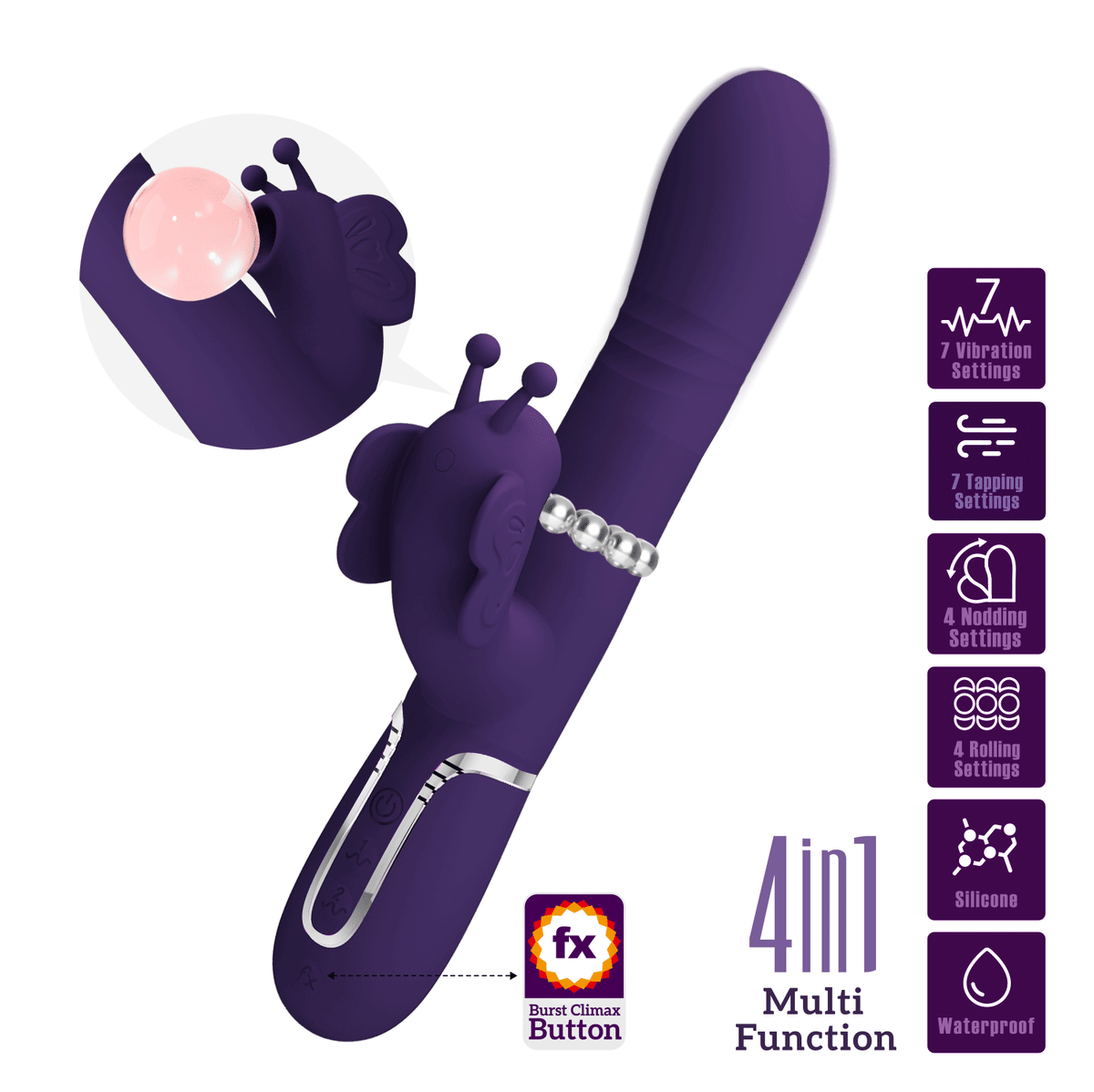 Vibrador rabbit succionador y movimiento Ridgely - Recargable 31