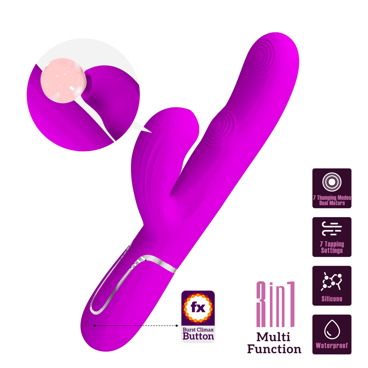 Vibrador rabbit con funciones de toque Perdita - Recargable1