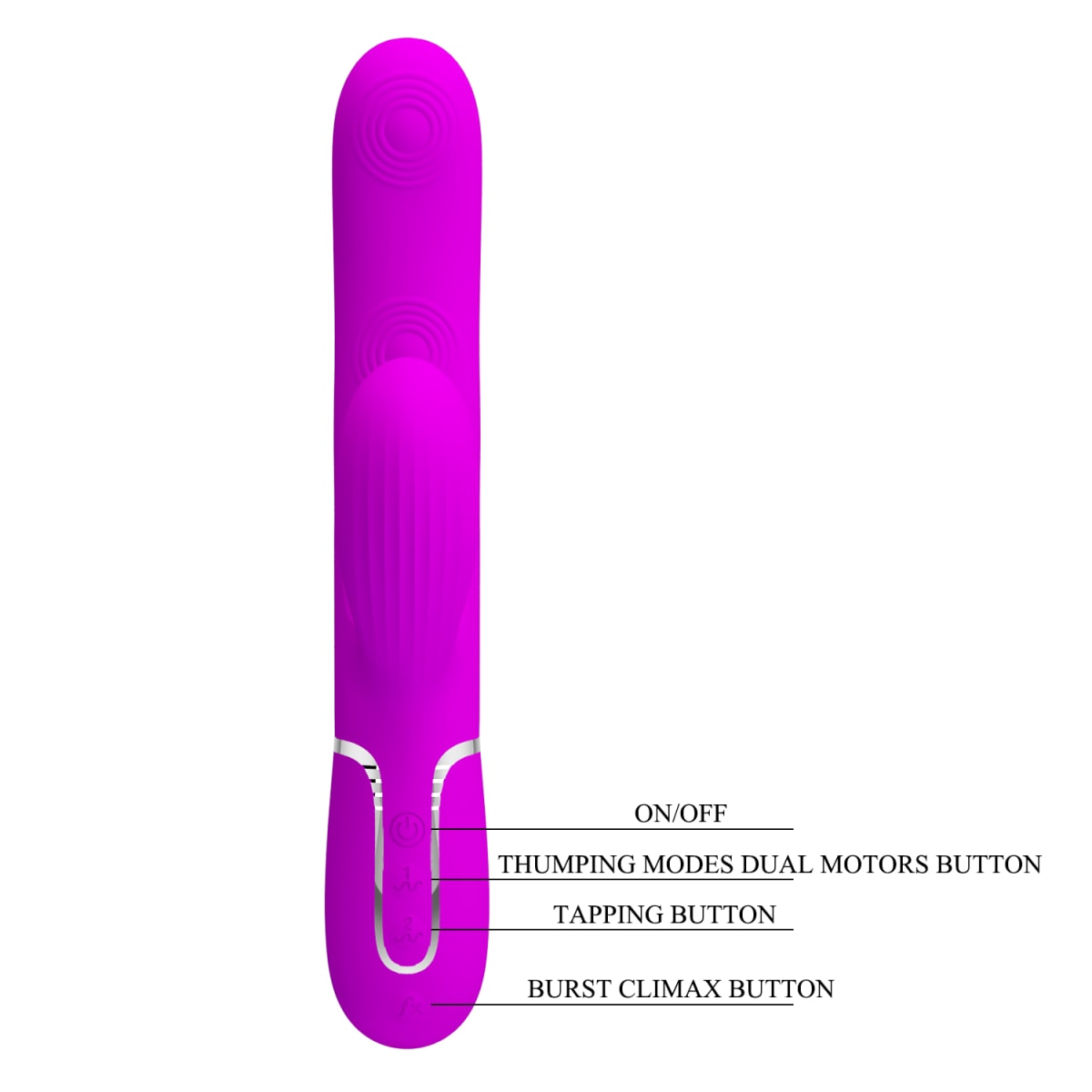 Vibrador rabbit con funciones de toque Perdita - Recargable3