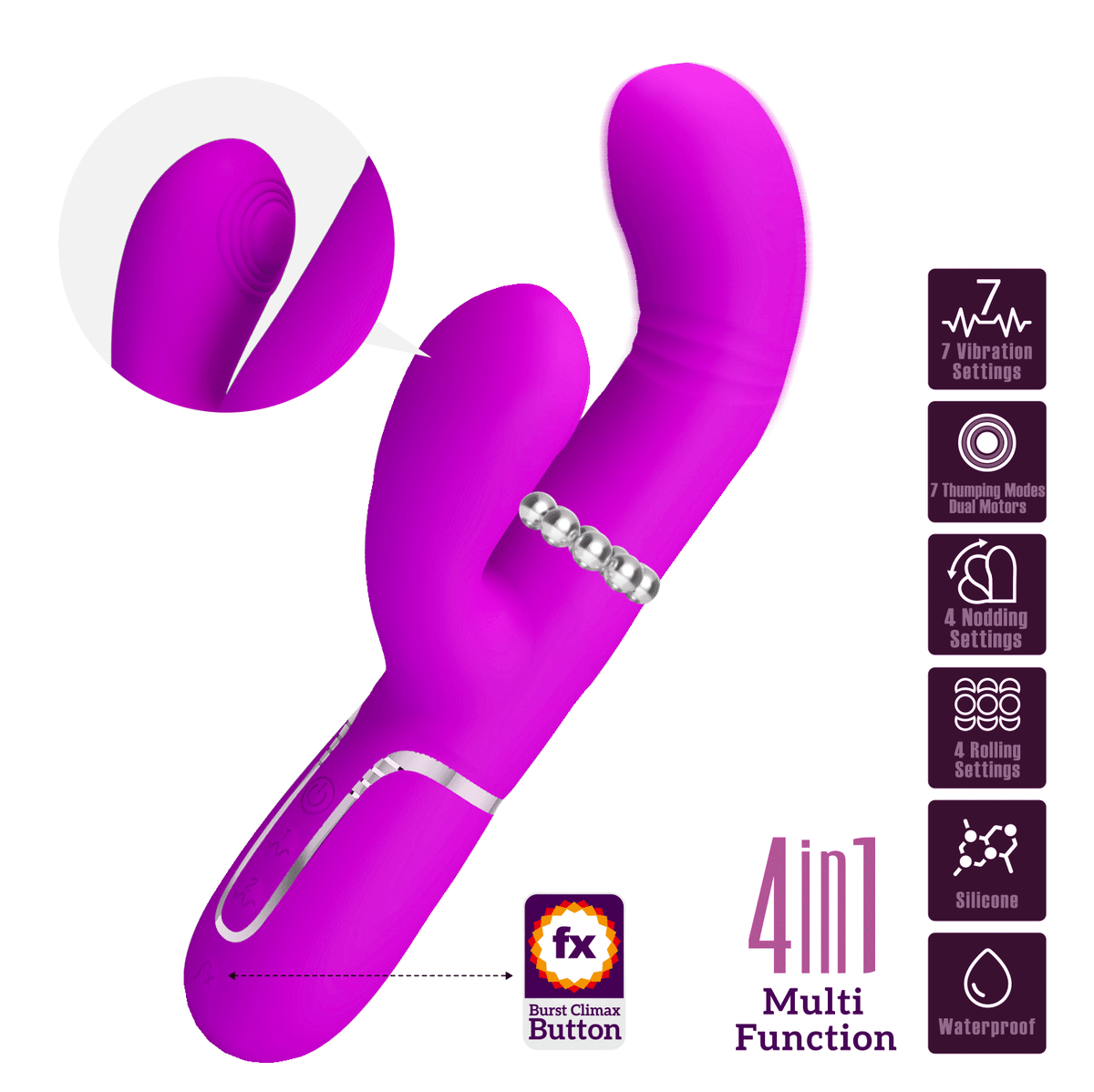 Vibrador rabbit con movimiento Mariana - Recargable1