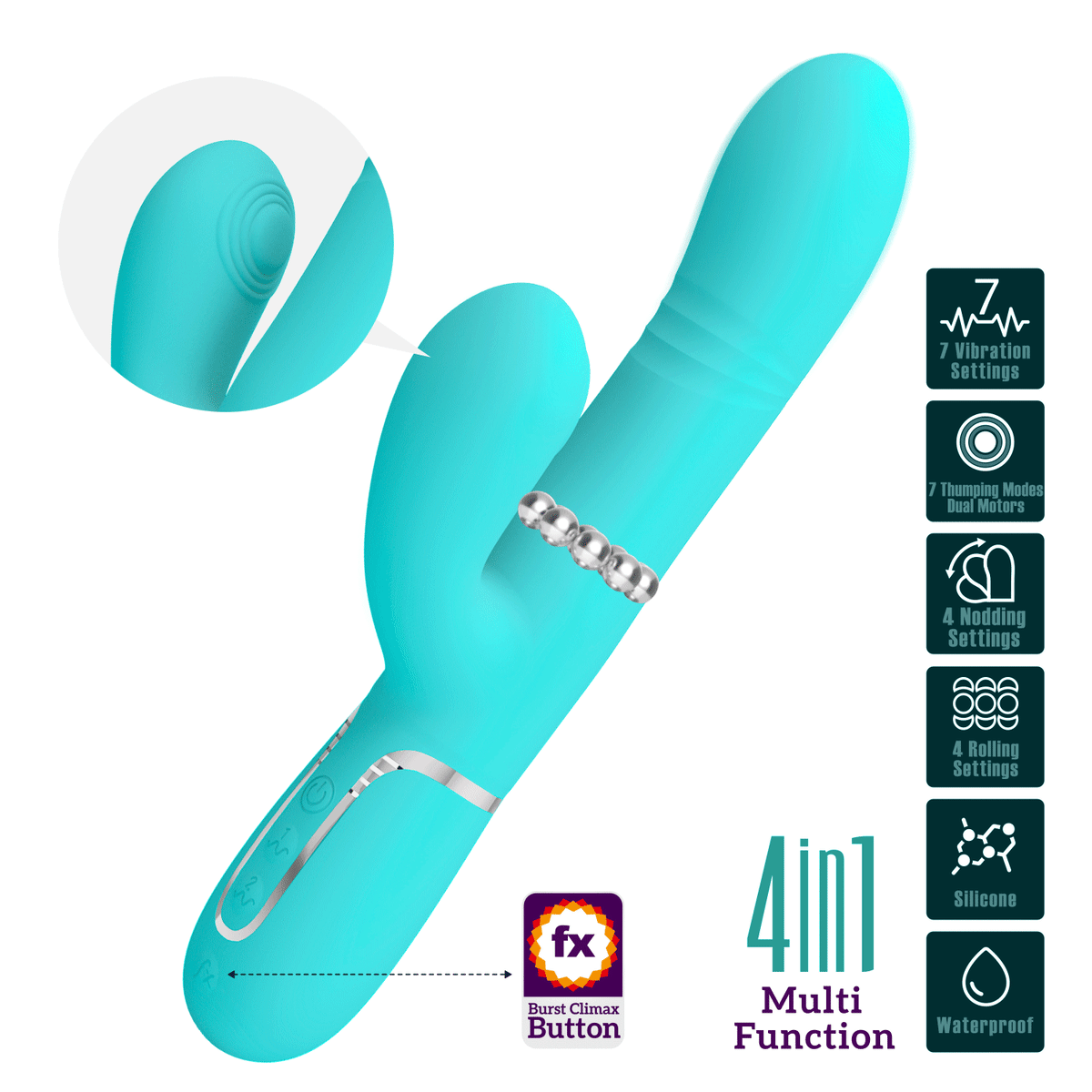Vibrador rabbit con movimiento Mariana - Recargable 21