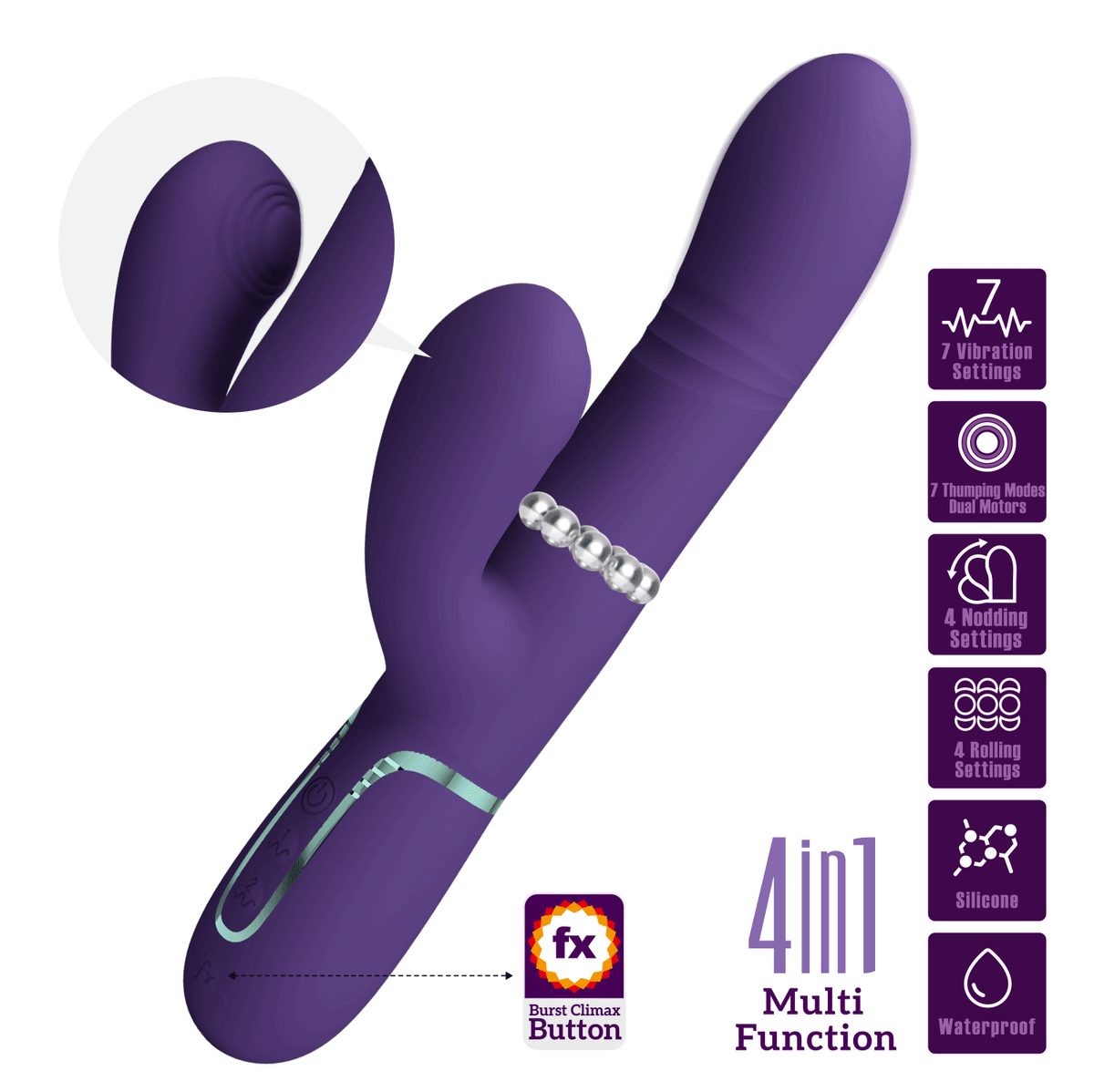 Vibrador rabbit con movimiento Mariana - Recargable 31