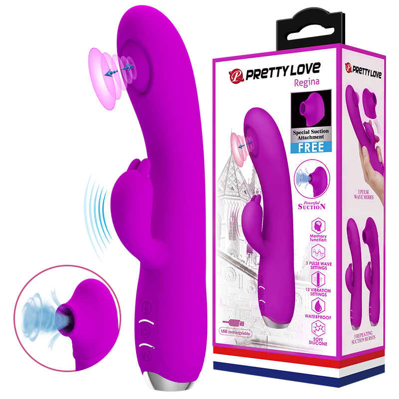 Vibrador Rabbit con Succionador Regina Morado - Recargable6