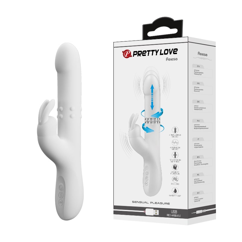 Vibrador rabbit retractil Reese blanco - Recargable5