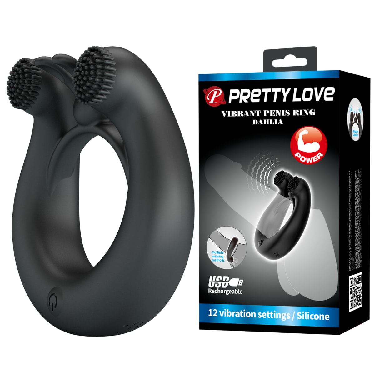 Anillo vibrador de silicona negro - Recargable5
